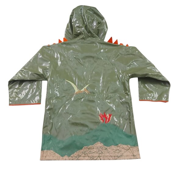 Kidorable Dinosaur Raincoat Kids 4/5 Green Spikes and Volcano All-Weather Snaps - Picture 8 of 12